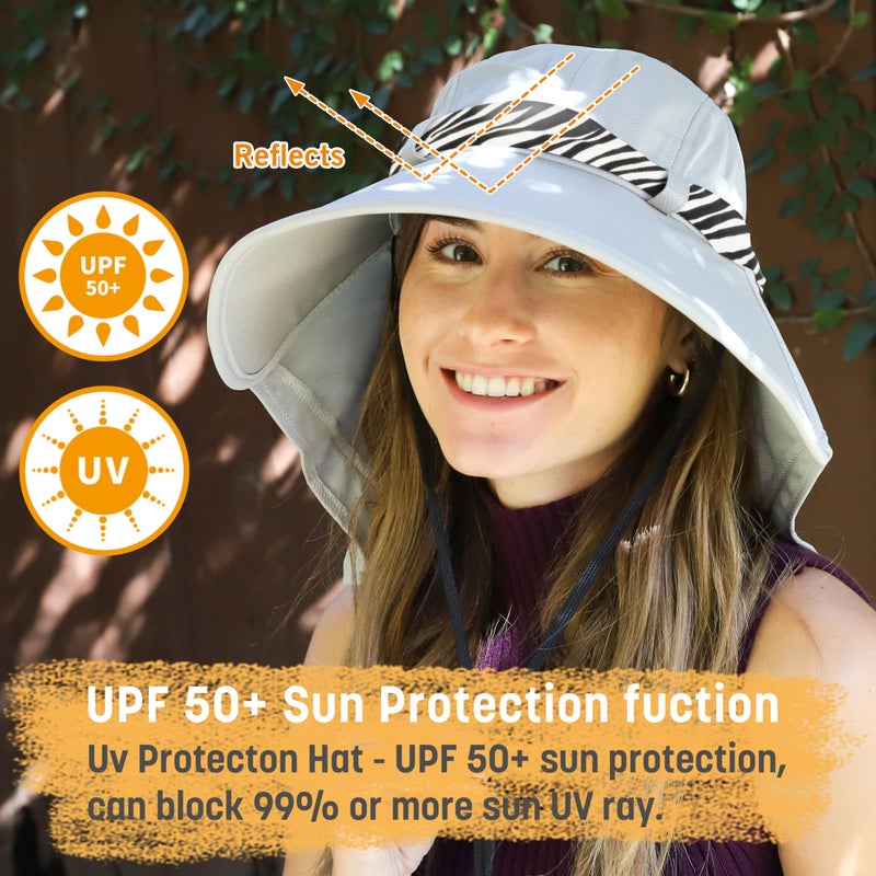 Solaris UPF 50+ Women's Wide Brim Sun Hat â€“ Lightweight Foldable with Detachable Scarf & Neck Cover, UV Protection for Hiking, Beach, Gardening - Image 2